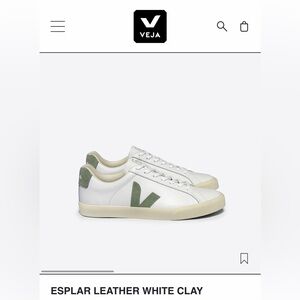 Veja Esplar White Leather Sneakers with Sage Accents